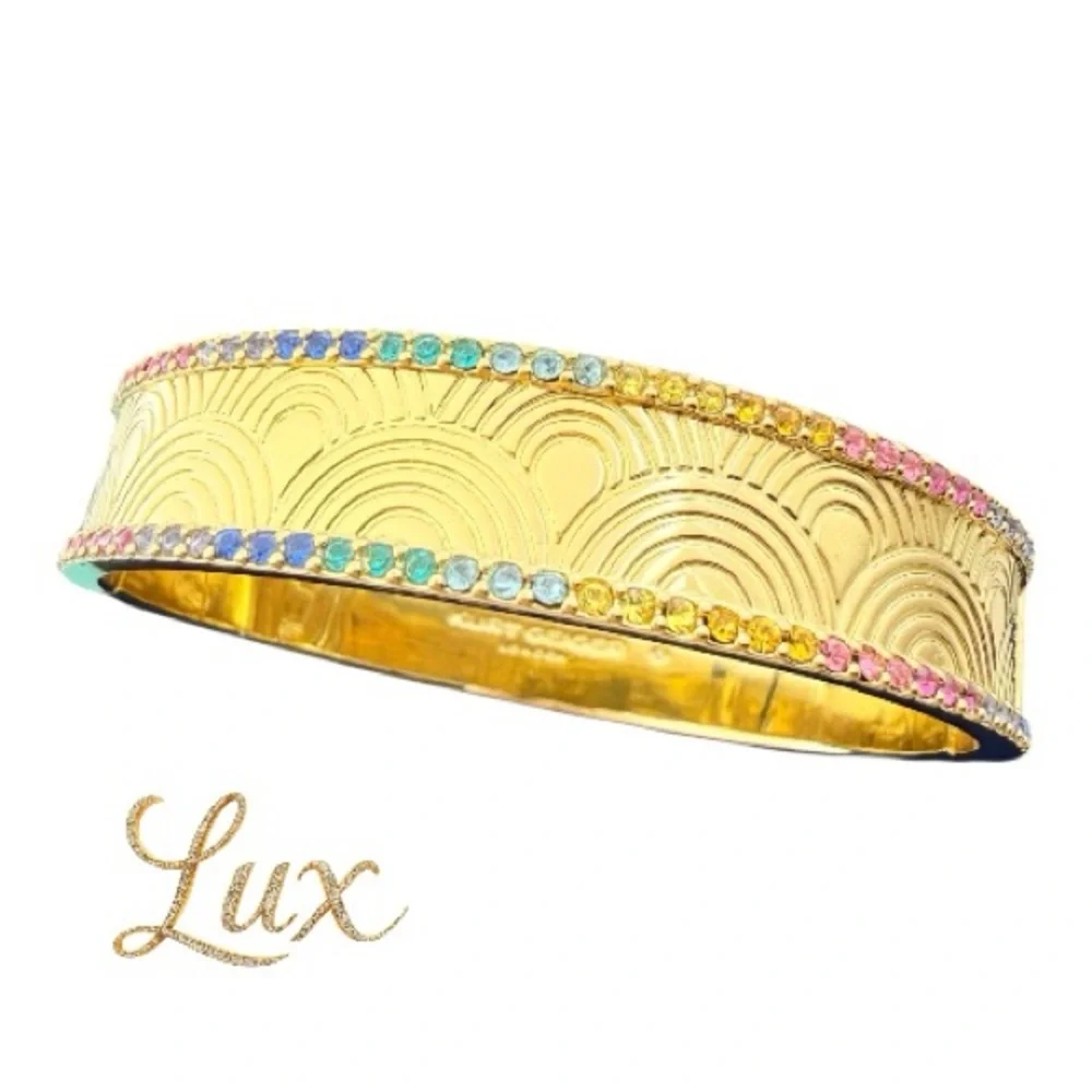 Kurt Geiger Gold Bangle with Multicolor Crystal Accents